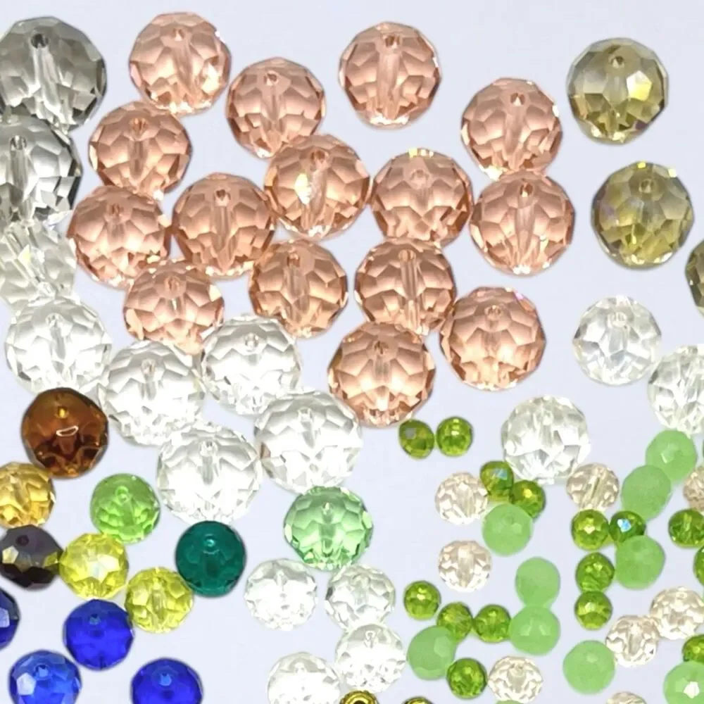 Mixed Lot Beads Faceted Glass Gemstones Gold Tone Metal Crystal Jewelry Findings